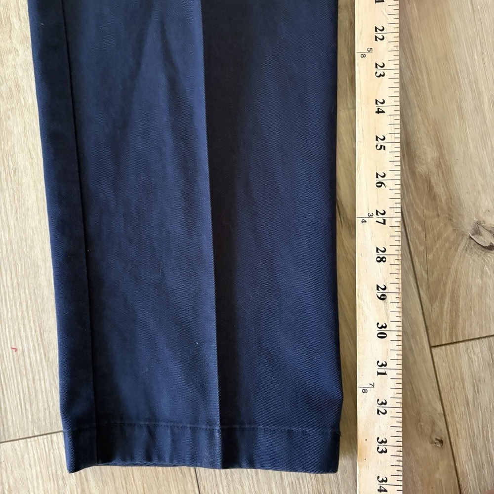 LL Bean Mens Classic Fit Blue Chino Flat Front Pants Size 33x34 Preppy Office - Picture 3 of 8